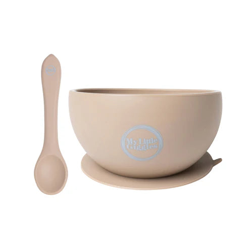 My Little Giggles Silicone Bowl & Spoon Set - Sand