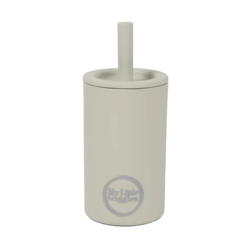 My Little Giggles Silicone Drinking Cup & Straw - Light Grey