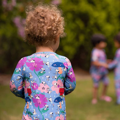 Monarch Bamboo Long Romper Bootysuit - Snoopy In Bloom