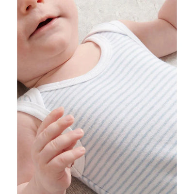 Purebaby Organic Singlet Bodysuit - Pale Blue Melange Stripe