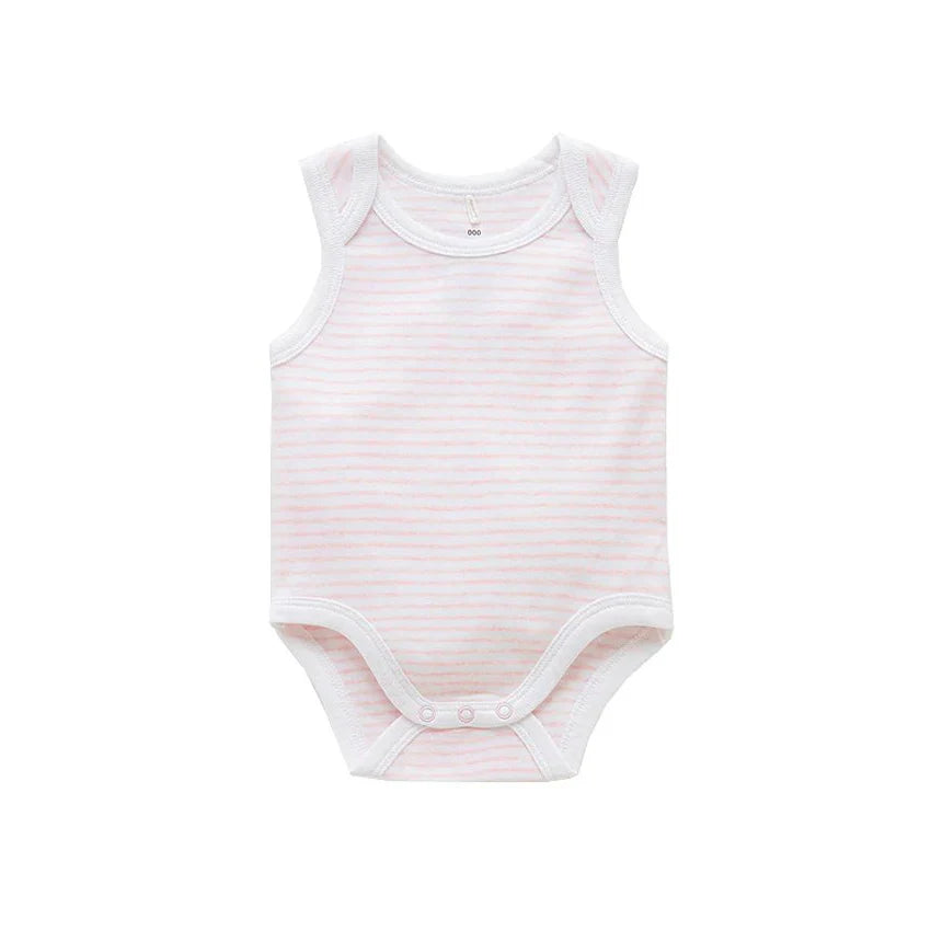 Purebaby Organic Singlet Bodysuit - Pale Pink Melange Stripe