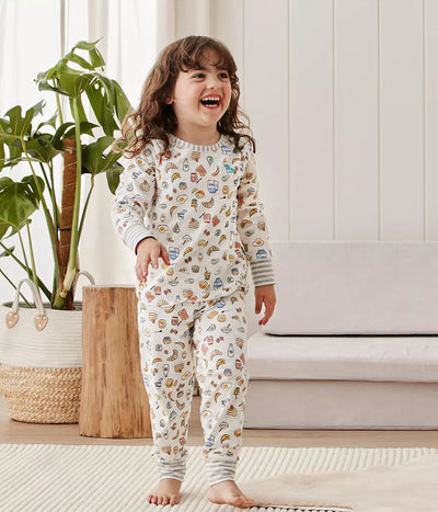 Love To Dream Kids Long Sleeve Pyjama Set - Breakfast White