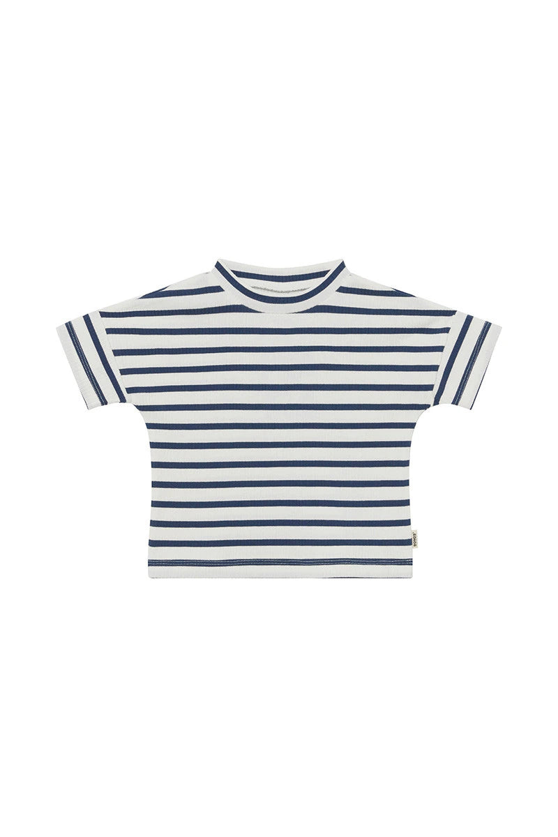 Bonds Wide Needle Rib Tee - Marscapone /Bastille Blue