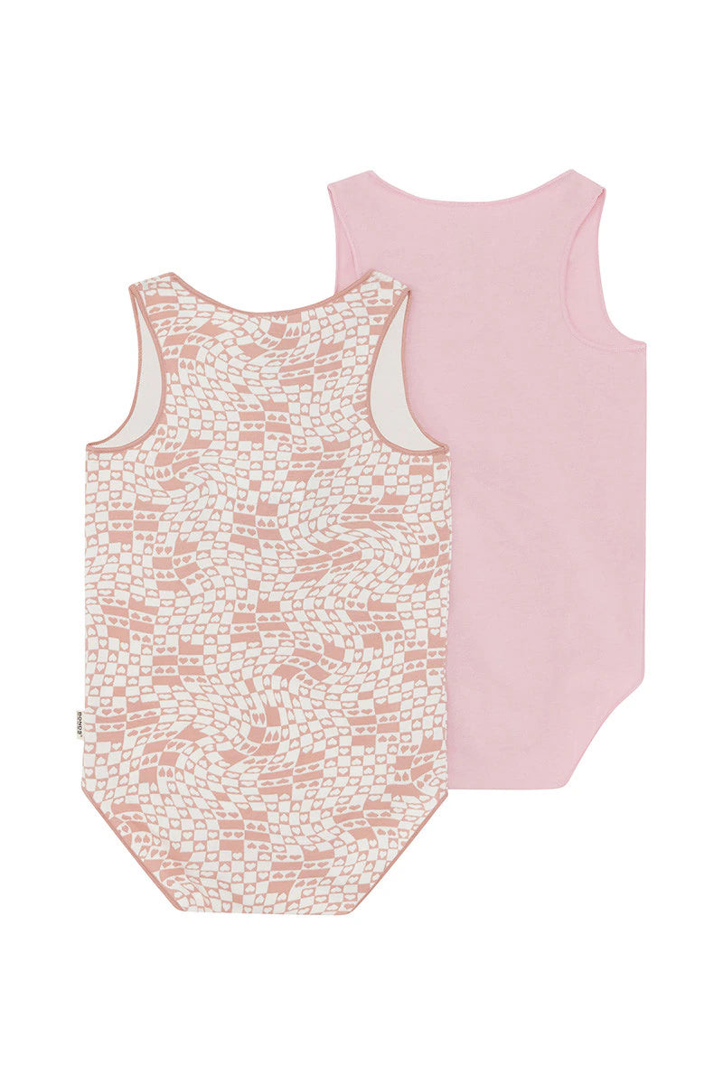 Bonds Wonderbodies Singletsuit 2 Pack - Heart Check/Sweet Mauve