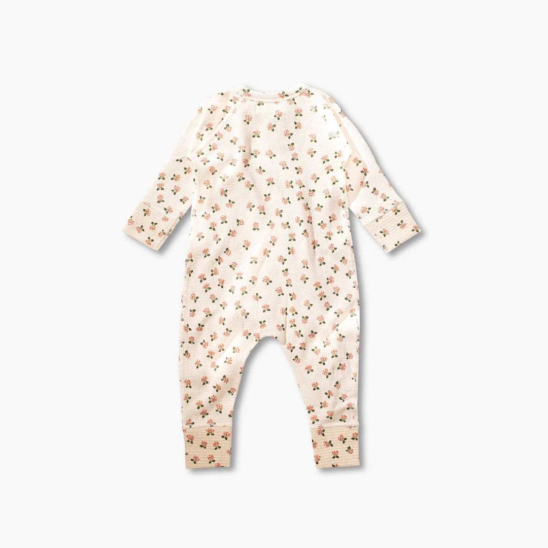 Sapling Child Organic Winter Boquet Waffle Zip Romper