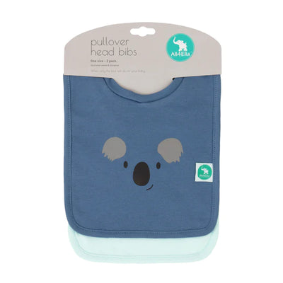 All 4 Ella Pullover Head Bib 2 Pack - Panda/Koala