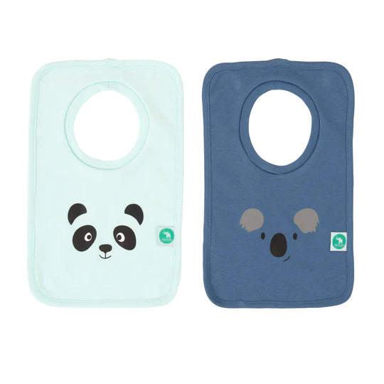 All 4 Ella Pullover Head Bib 2 Pack - Panda/Koala