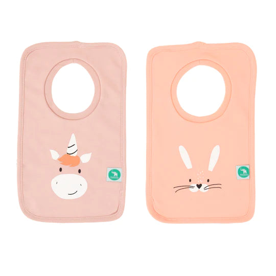 All 4 Ella Pullover Head Bib 2 Pack - Unicorn/Bunny