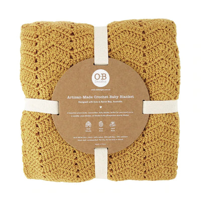 O.B Designs Crochet Baby Blanket - Turmeric