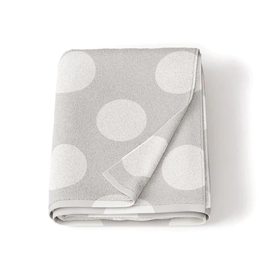 Bubba Blue Polka Dots Velour Bath Towel - Grey