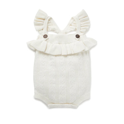 Aster & Oak Heart Knit Romper - Off White