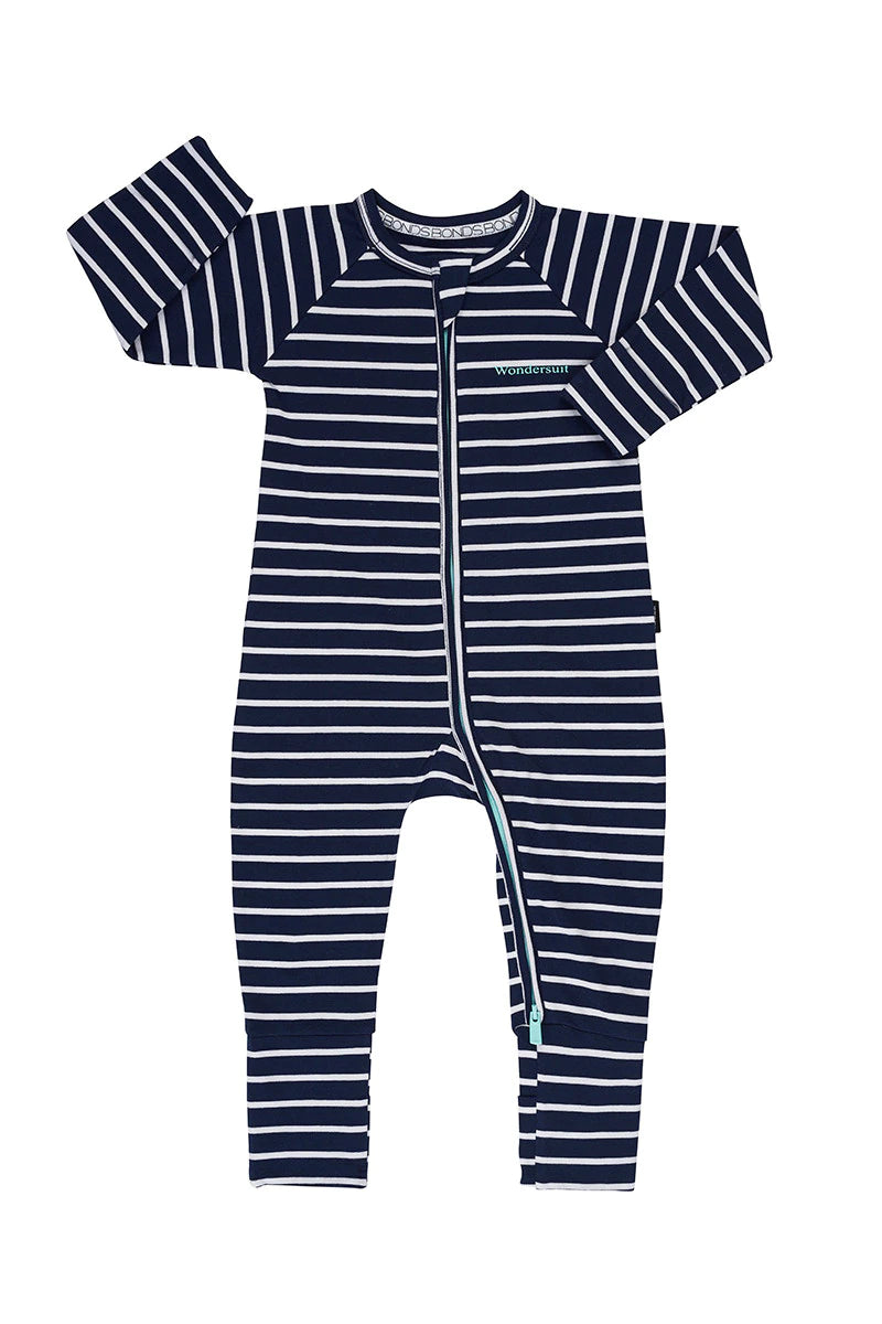 Bonds 2 Way Zip Wondersuit - Black Sea & White Stripe