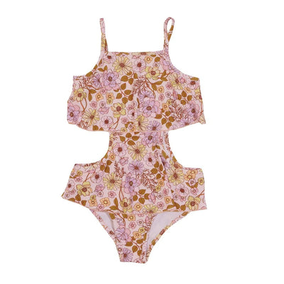 KaPow Kids Pink Posy Cut-Out Swimsuit UPF50+