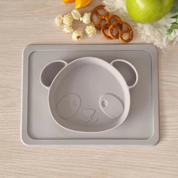 Plum My Baby Silicone Suction Plate - Oatmeal Panda