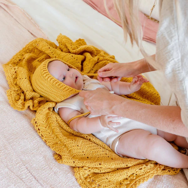 O.B Designs Crochet Baby Blanket - Turmeric